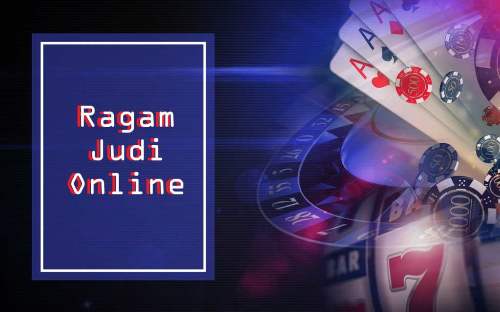 Gambar yang menampilkan berbagai jenis permainan judi, termasuk mesin slot, meja roulette, kartu poker, dadu, dan taruhan olahraga. Ilustrasi ini mencerminkan suasana kasino dengan lampu terang dan aktivitas pemain yang sedang menikmati permainan. Tampak pula tiket lotere dan kupon taruhan sebagai bagian dari variasi permainan judi yang tersedia.